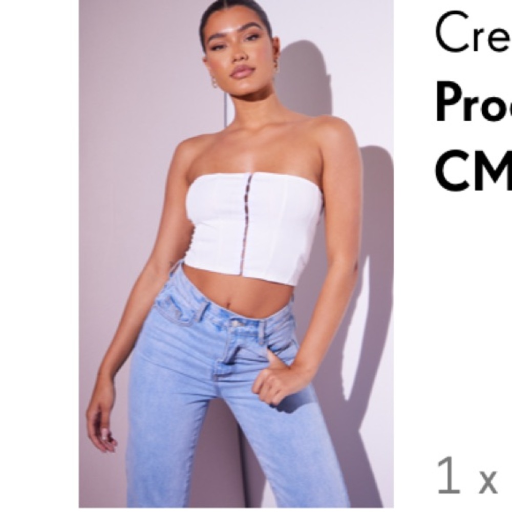 PRETTYLITTLETHING bandage style corset hook and eye strapless top 2 XS